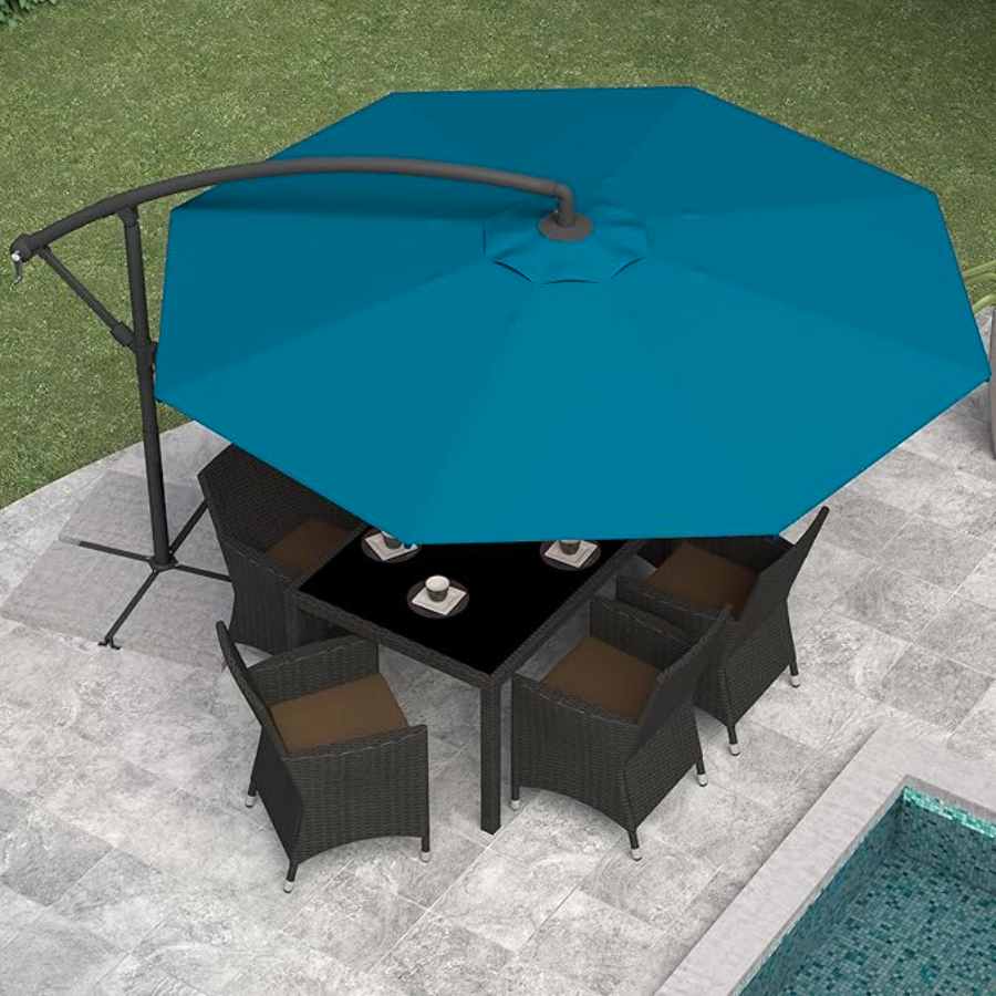 10 ft Polyester Hanging Umbrella (Black/Ocean)