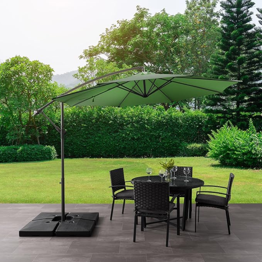 10 ft Polyester Hanging Umbrella (Black/Olive Green)