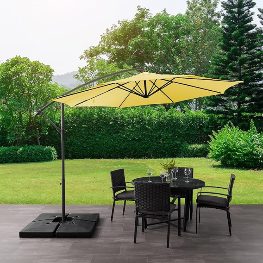 Parasol suspendu en polyester de 10 pieds (noir/jaune)