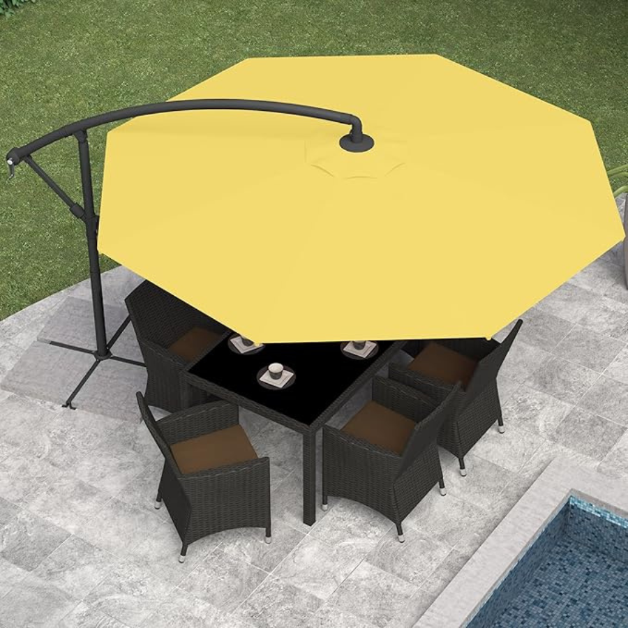Parasol suspendu en polyester de 10 pieds (noir/jaune)