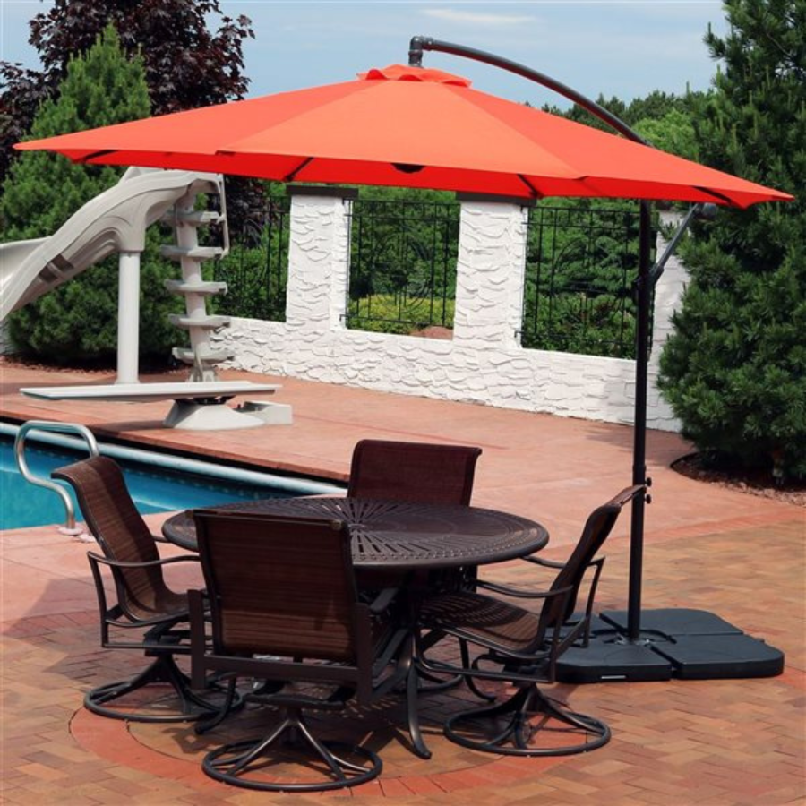 Parasol suspendu en polyester de 10 pieds (noir/orange)