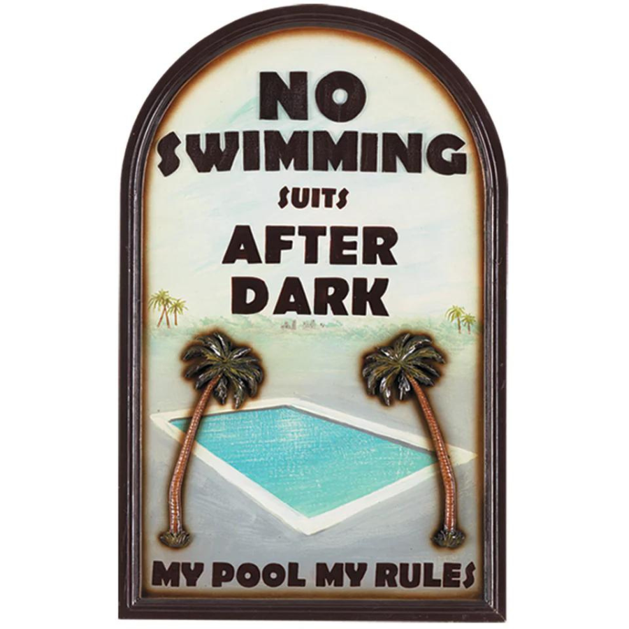 No Swimming After Dark Decorative Outdoor Sign
