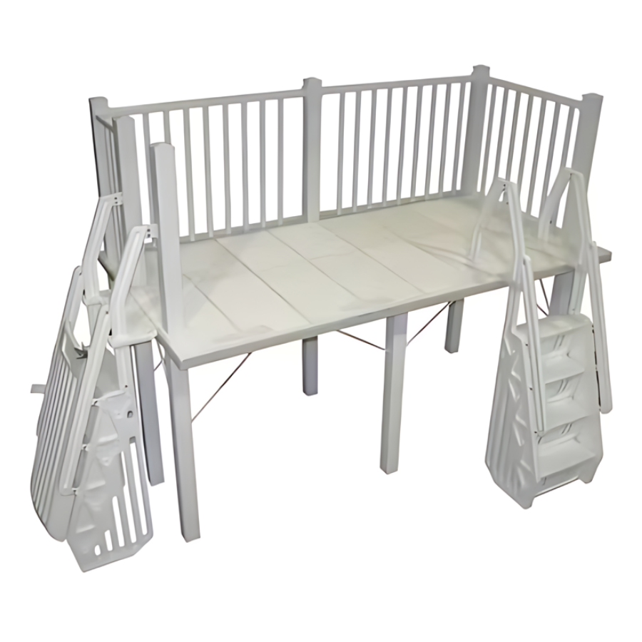 VinylWorks 5 x 10 Ft Rectangle Resin Side Deck Kit for Oval Pools with Steps and Gate