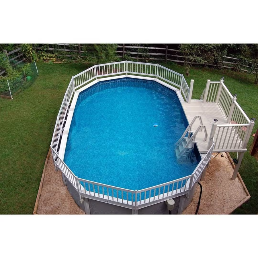 VinylWorks 5 x 10 Ft Rectangle Resin Side Deck Kit for Oval Pools with Steps and Gate