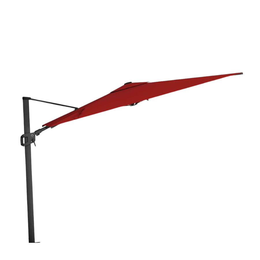 10 ft Deluxe Square Suspension Umbrella with Sunbrella Material (Charcoal/Jockey Red)