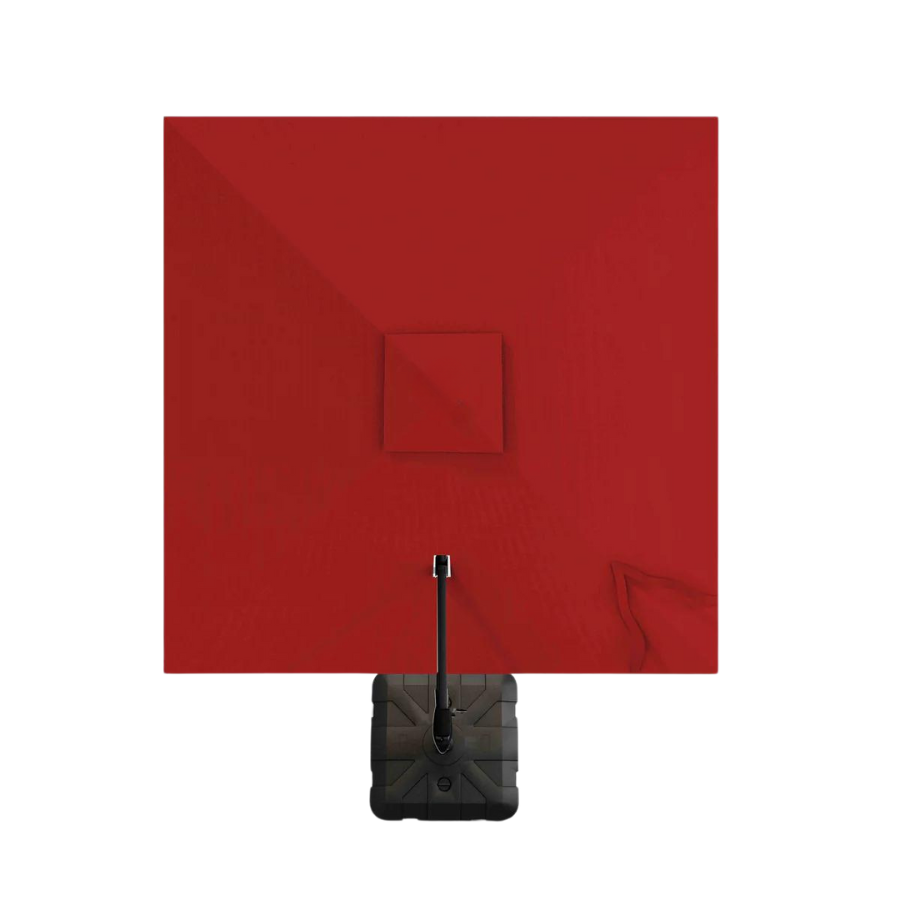 10 ft Deluxe Square Suspension Umbrella with Sunbrella Material (Charcoal/Jockey Red)