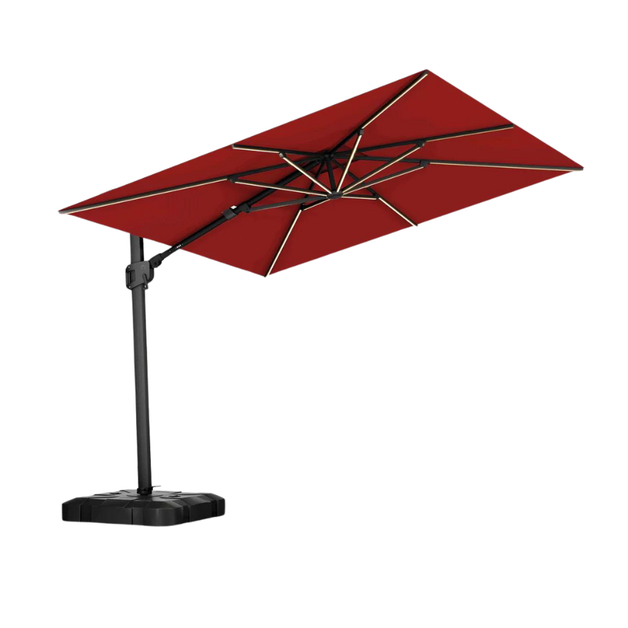 10 ft Deluxe Square Suspension Umbrella with Sunbrella Material (Charcoal/Jockey Red)