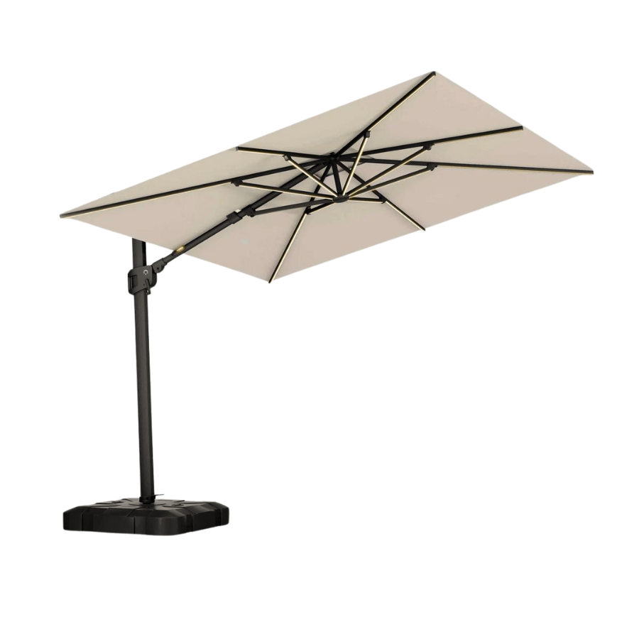 10 ft Deluxe Square Suspension Umbrella with Sunbrella Material (Charcoal/Cast Silver)