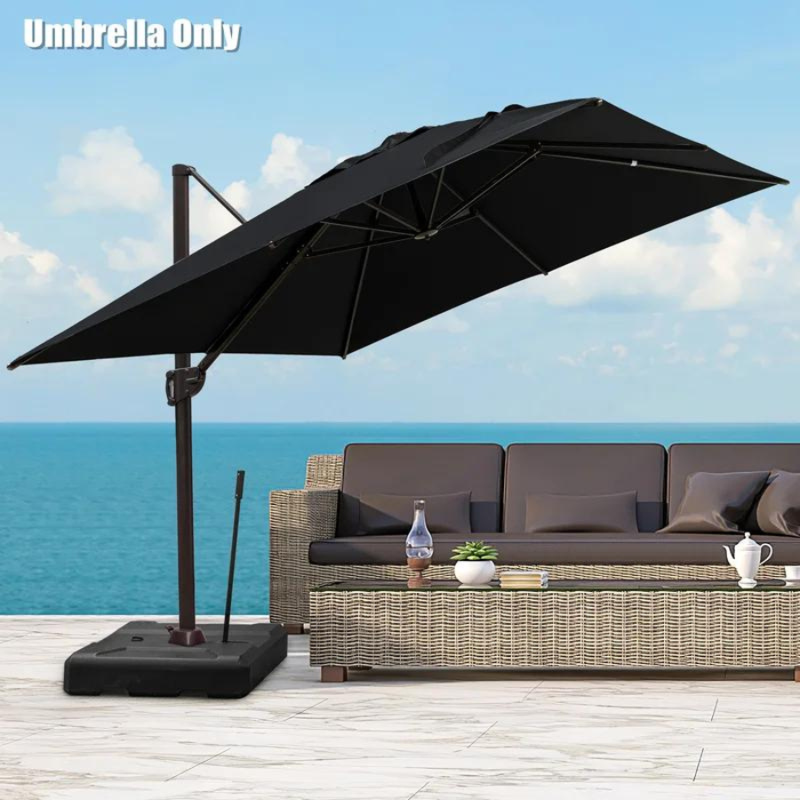 10 ft Offset Square Suspension Umbrella (Canvas Black/Black)