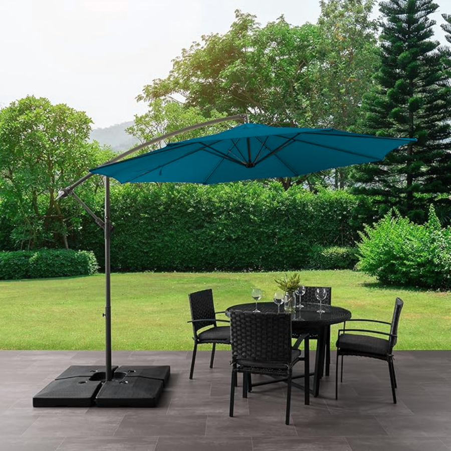 10 ft Polyester Hanging Umbrella (Black/Ocean)