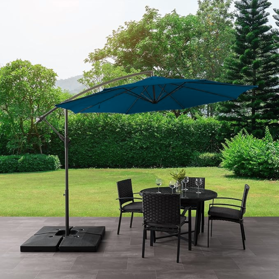 Parasol suspendu en polyester de 10 pieds (noir/bleu sarcelle)