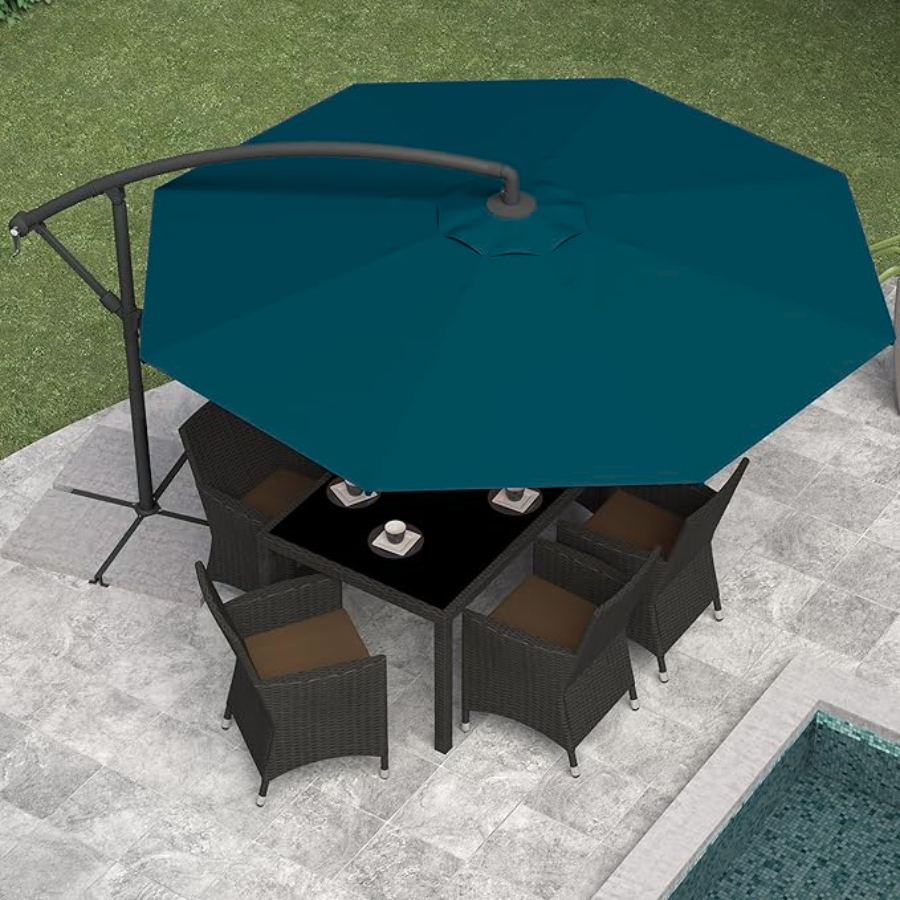 Parasol suspendu en polyester de 10 pieds (noir/bleu sarcelle)