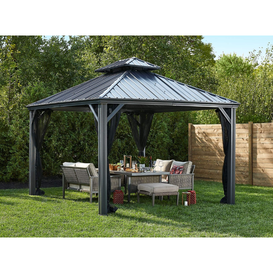 Gazebo Rosseau 12 x 12 pi (Anthracite/Noir)