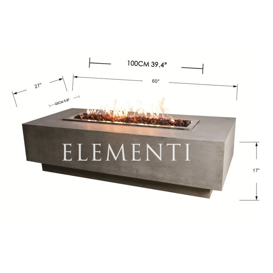 Granville 60 Inch Rectangular Natural Gas Fire Table with Cover