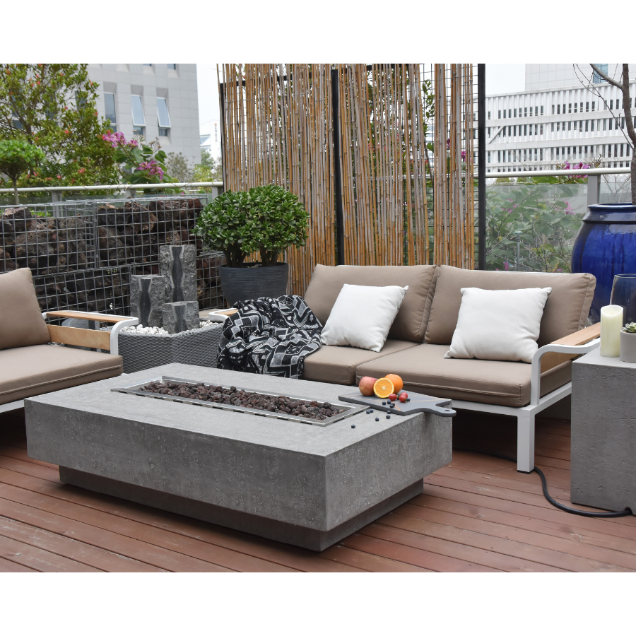 Hampton Cast Concrete Propane Fire Pit with Cover