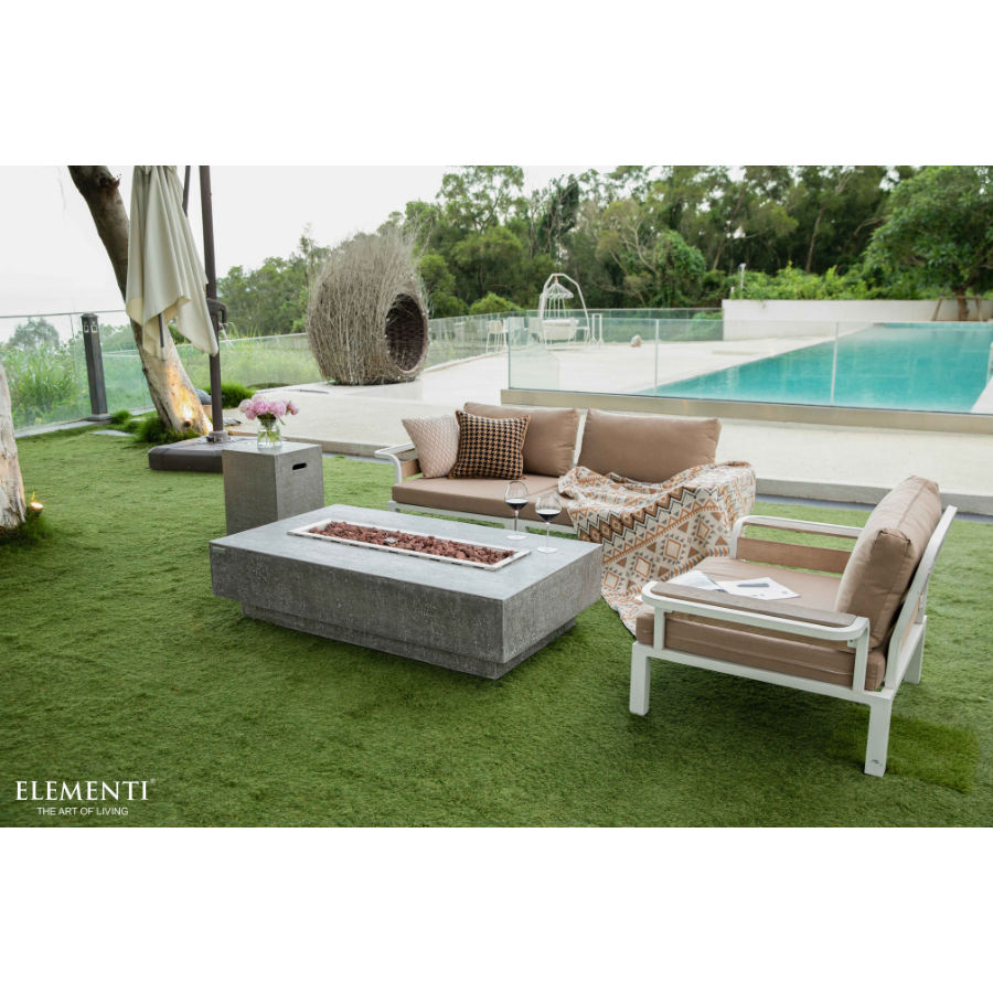 Hampton Cast Concrete Natural Gas Fire Pit with Cover