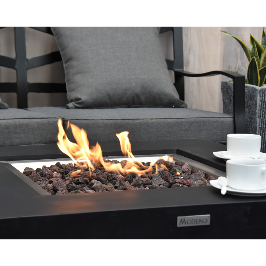 Table de foyer carrée Aurora au propane de 34 pouces