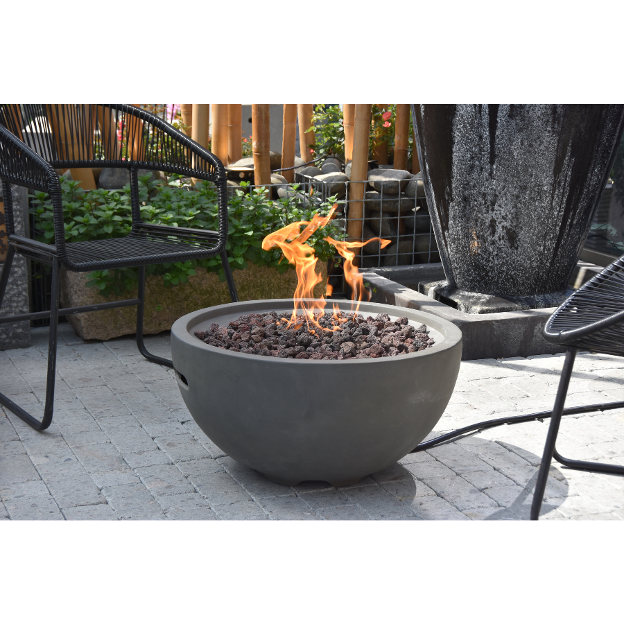 Nantucket 26 Inch Round Natural Gas Fire Bowl with Cover