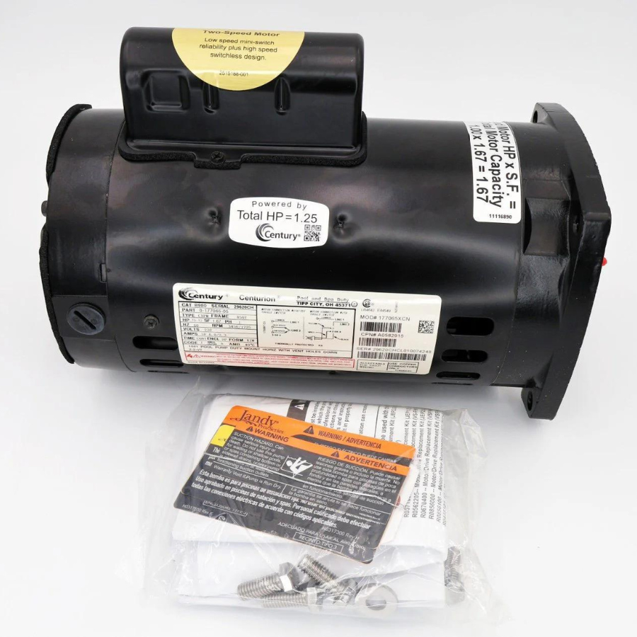 Jandy R0479306 - 1HP 2-Speed Motor & Hardware, FHP