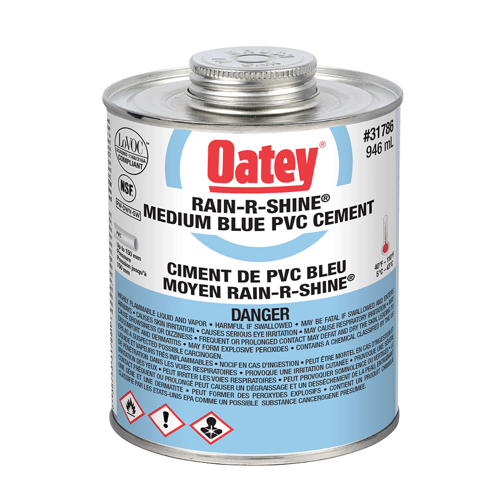 Oatey Rain-R-Shine Medium Body Blue PVC Cement (946 ml)