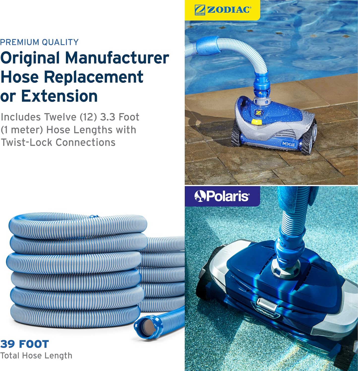 Zodiac - R0527800 - T5 Duo Cleaner 12 Piece Replacement Hose Kit (3 Ft Sections)