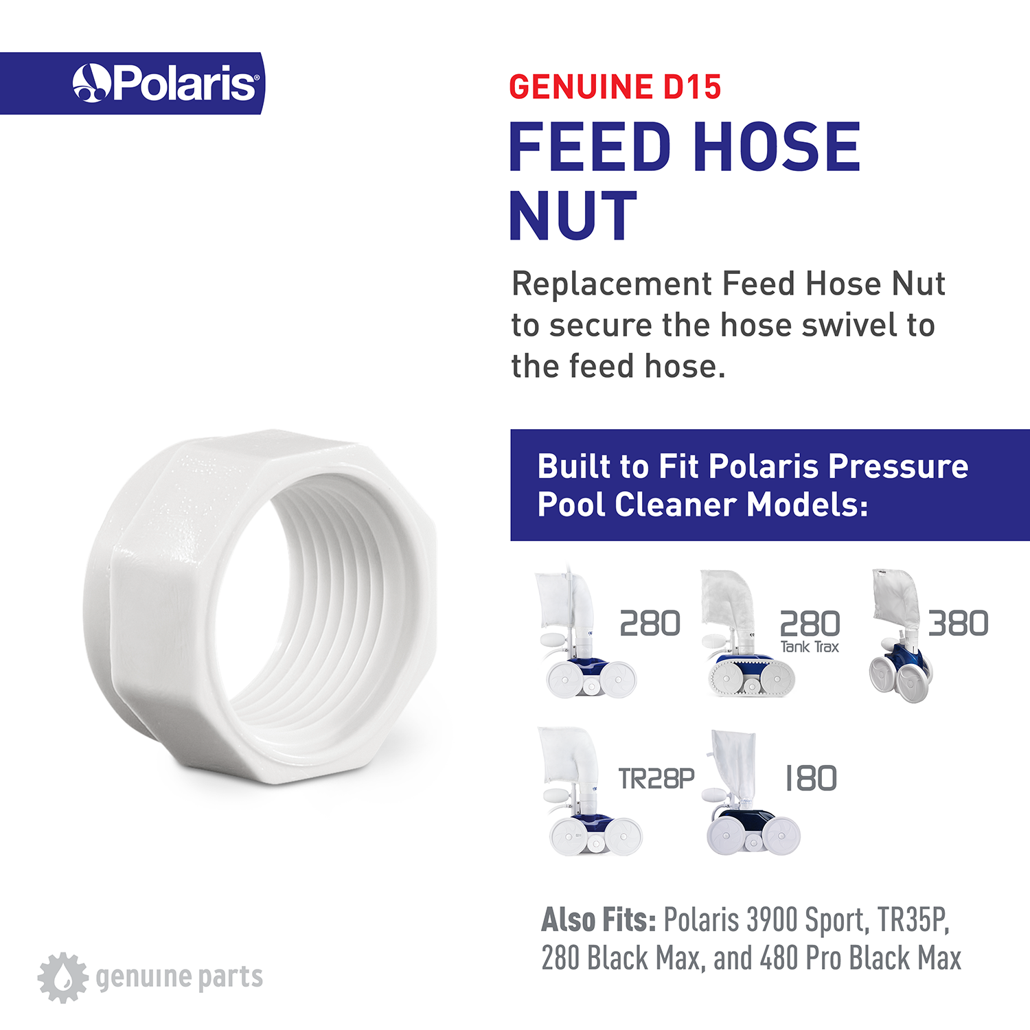 Écrou, tuyau d’alimentation, gris - Polaris D15