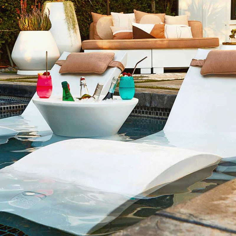 Ledge Lounger Signature Tall Ice Bin Side Table Without Lids (Gray)