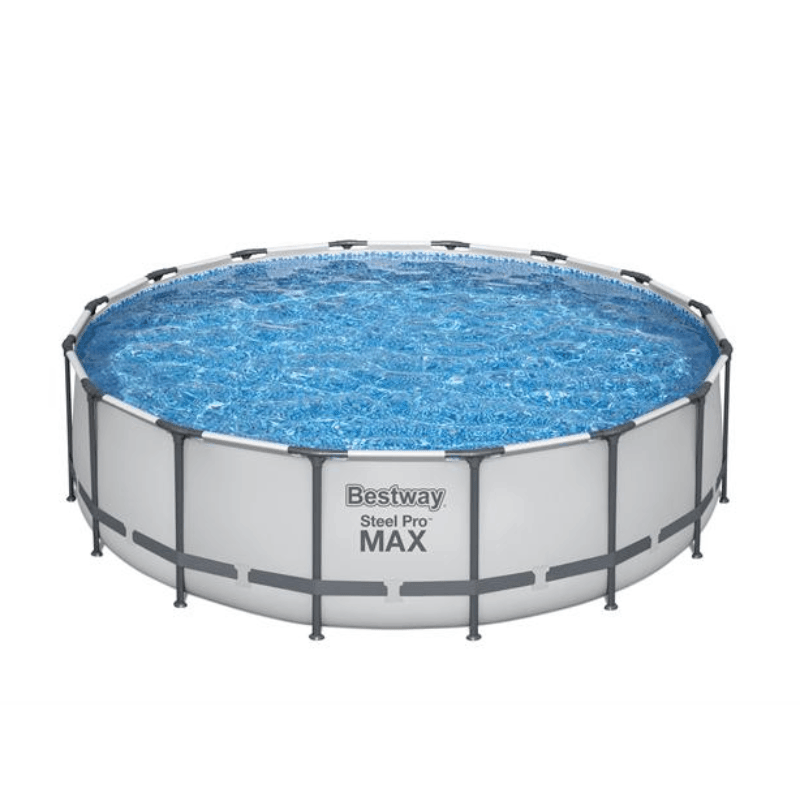 Open Box Bestway Steel Pro Max Complete 16 ft Round Above Ground 48 inch Pool with Pump, Filter, Cover and Ladder (Damaged Box)