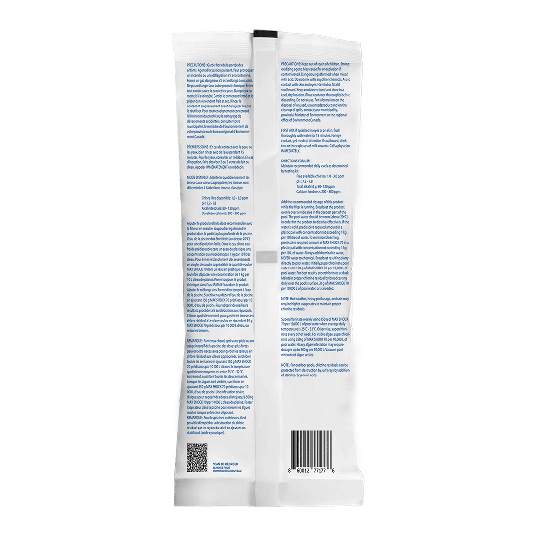Max Shock 70 by Pool Supplies Canada (Single 450 g Pouch)