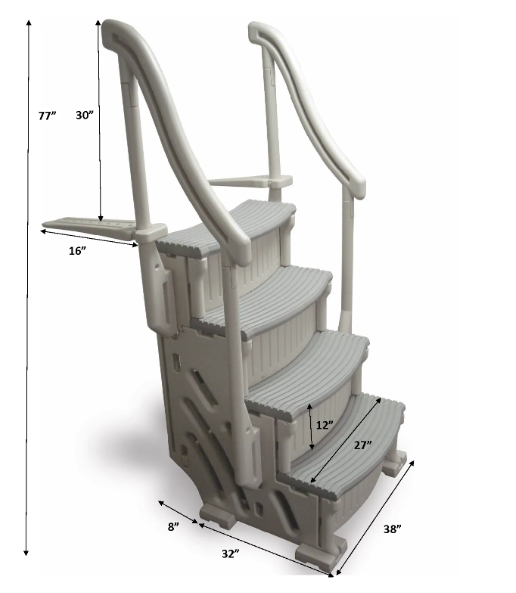 Marches Confer Courbé à 4 Marches (marches de base) pour les Piscines Hors Terres