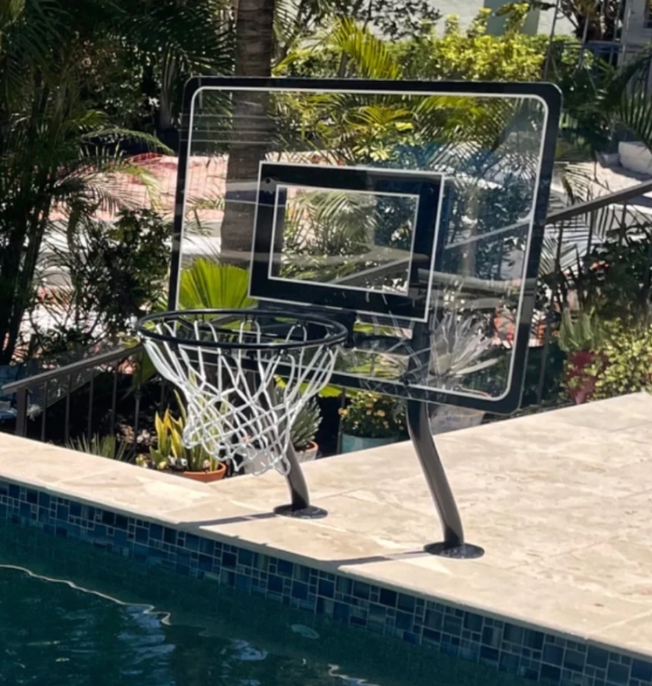 Saftron 42 Inch Residential Basketball Hoop with Dual Black Support Posts