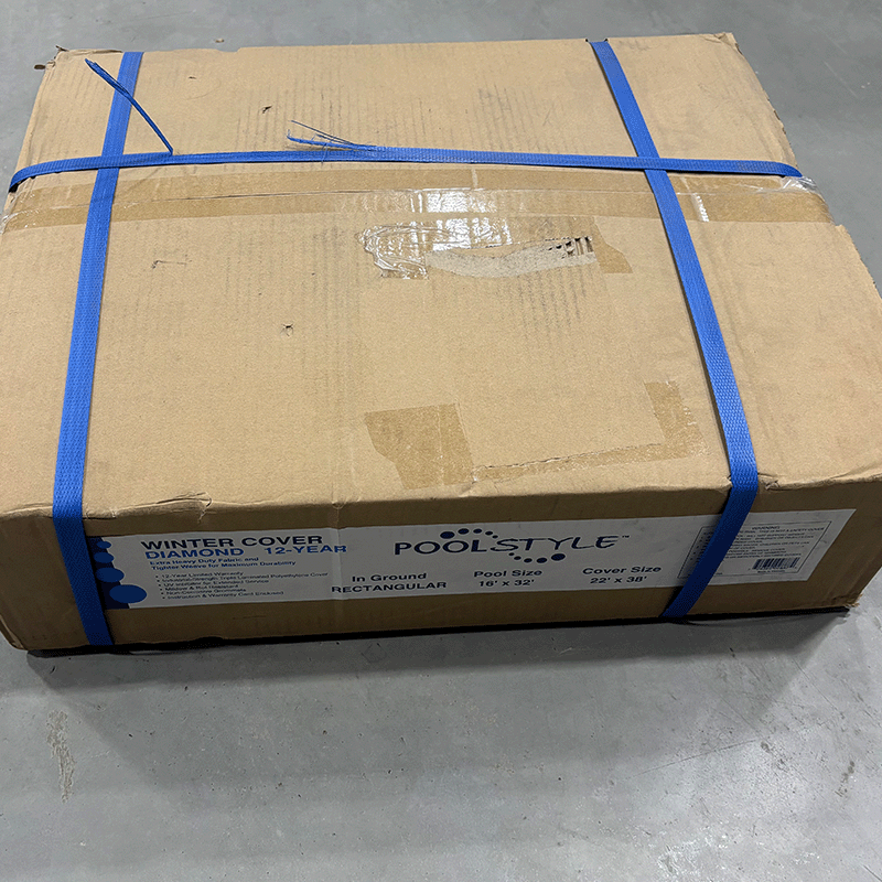 Open Box PoolStyle 16 x 32 ft Rectangle Blue/Black Pool Winter Cover