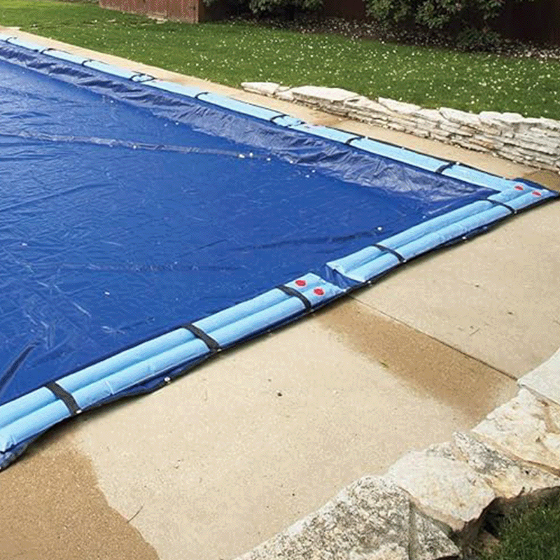 Open Box PoolStyle 16 x 32 ft Rectangle Blue/Black Pool Winter Cover