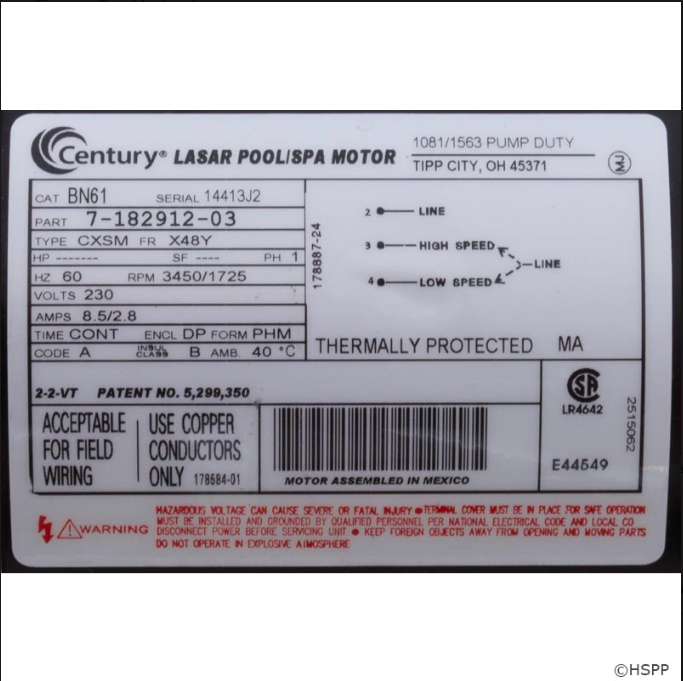 2HP 230v FMHP Aqua Flo Pump - 02120000-1010