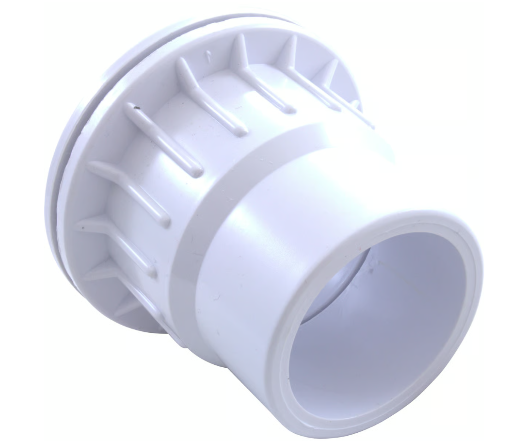 CMP White Fiberglass Pool Wall Fitting With Nut and Gasket