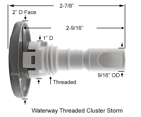 Waterway - Cluster Storm - Twin Jet - 2 Inch - Rotational - 5 Sided Scalloped Face - Grey - 229-1597