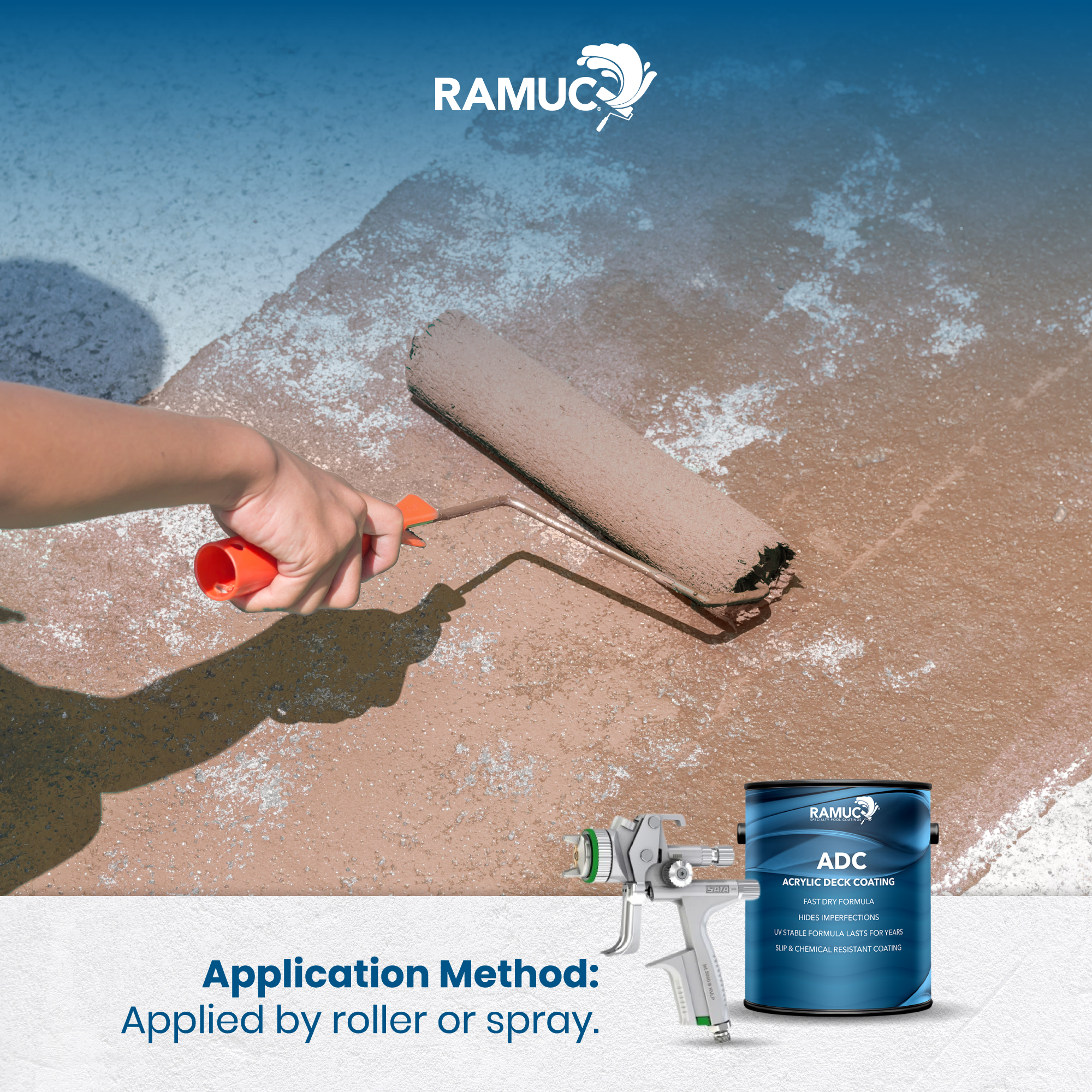 Ramuc ADC Non-Slip Acrylic Deck and Patio Coating - Cayman Sand (1 Gallon)