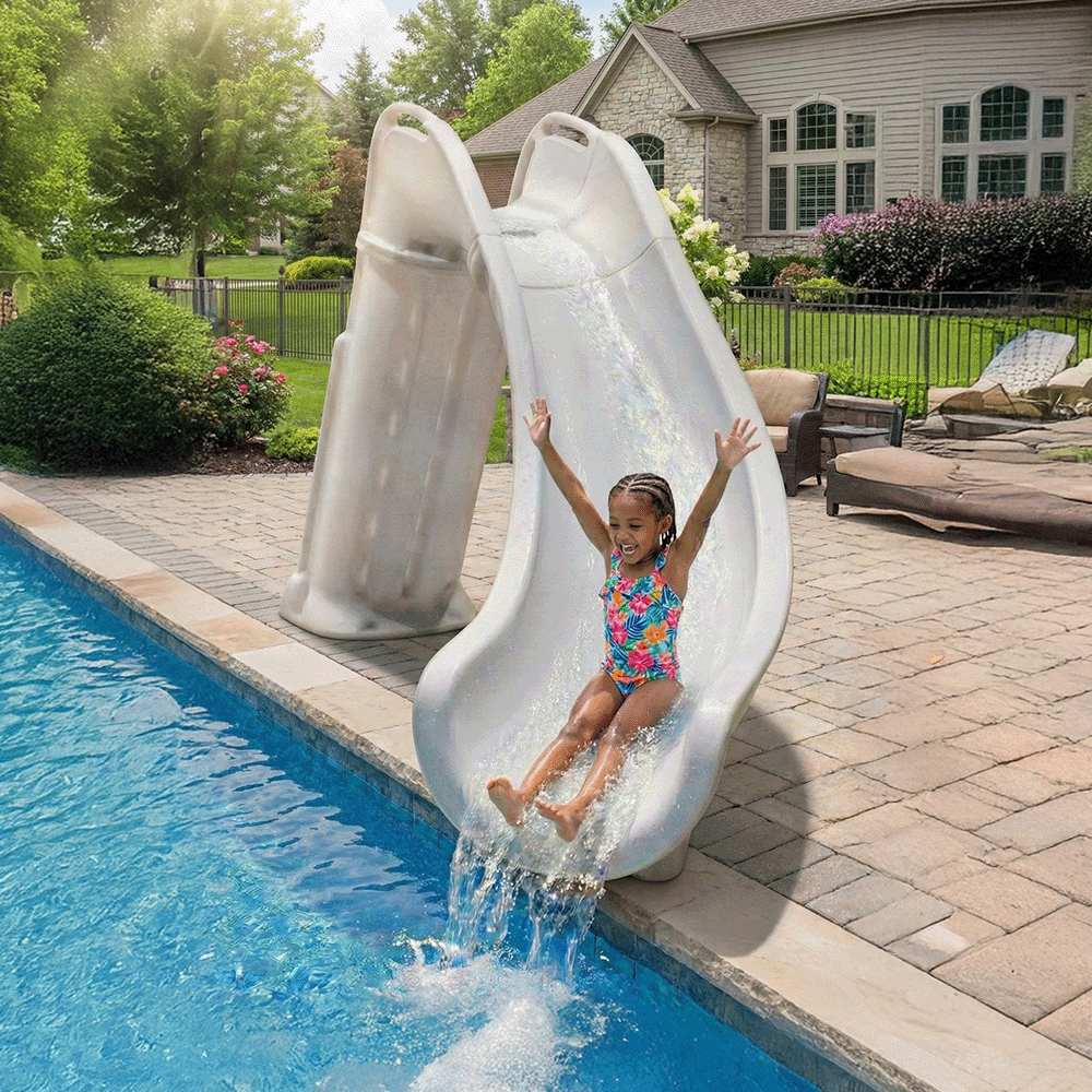 Bad Axe X6 Right Hand Turn Inground Pool Slide (Silver Quartz)