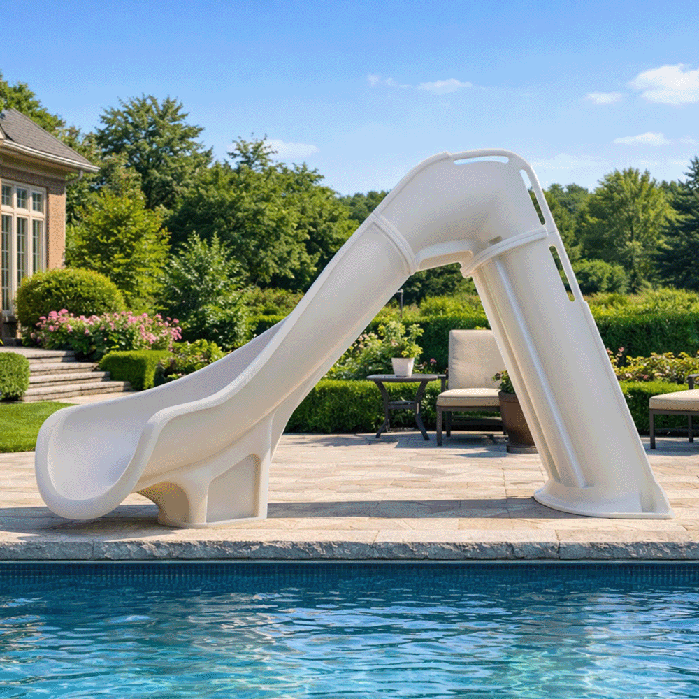 Bad Axe X6 Right Hand Turn Inground Pool Slide (Silver Quartz)