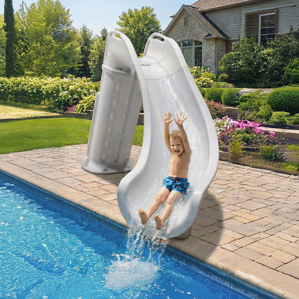 Bad Axe X7 Right Hand Turn Inground Pool Slide (Silver Quartz) [CLONE] [CLONE]