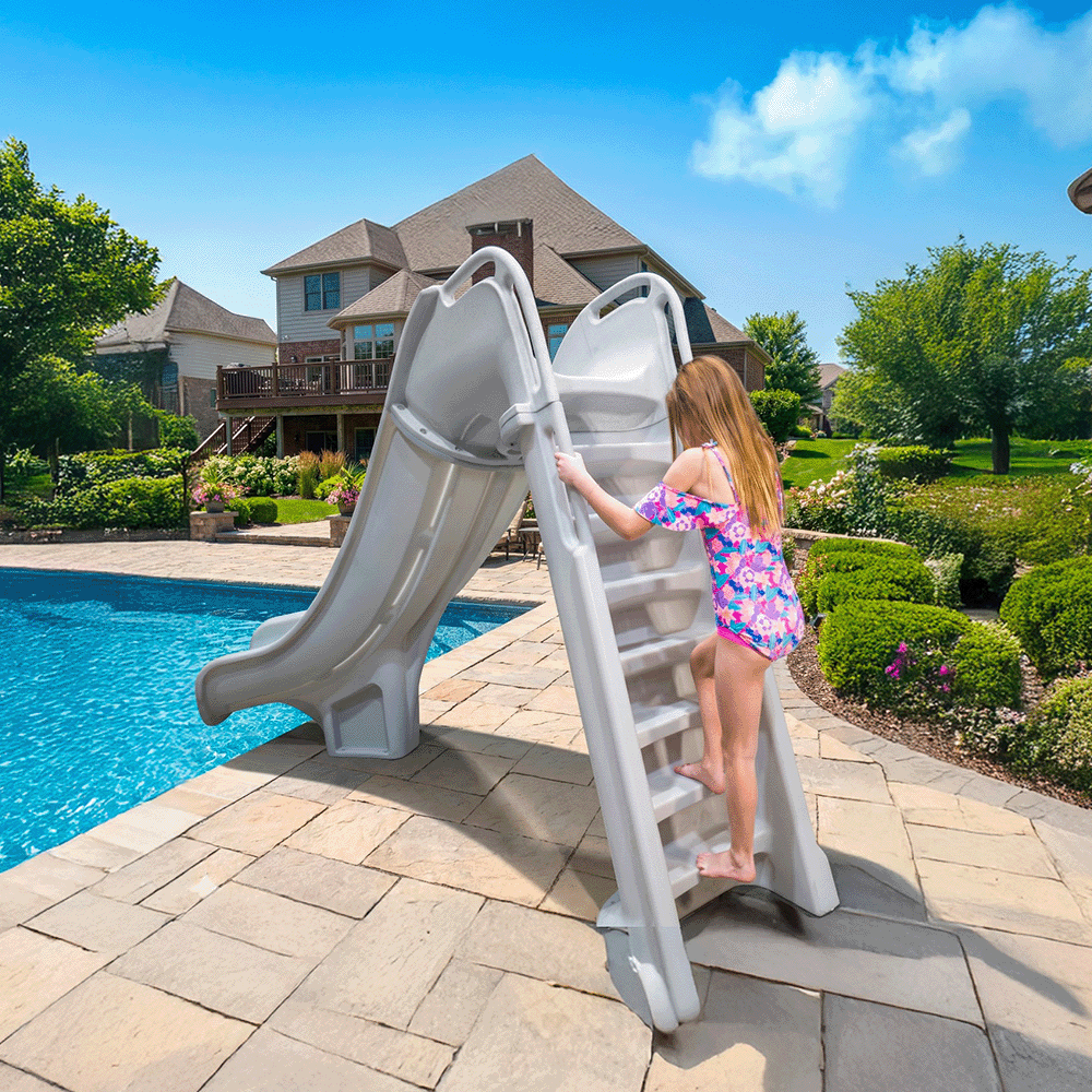 Bad Axe X6 Right Hand Turn Inground Pool Slide (Silver Quartz)