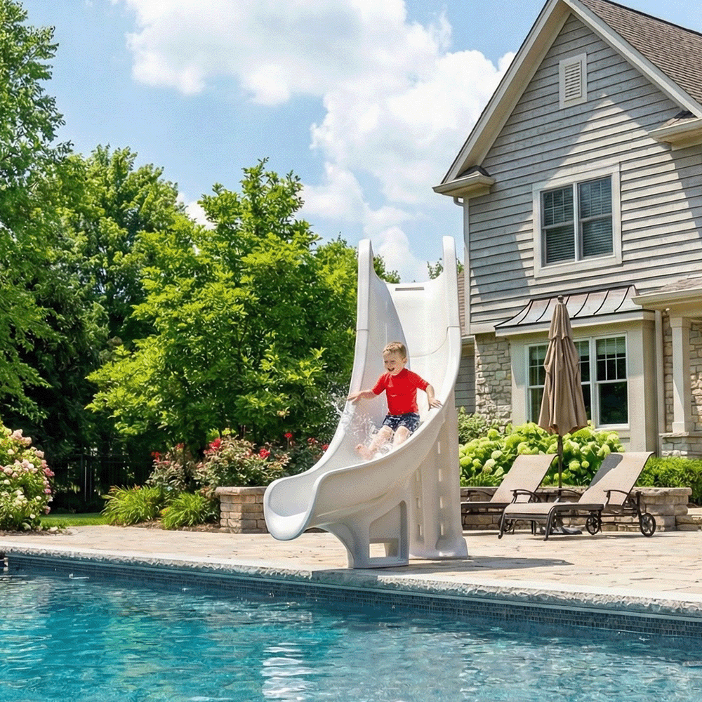 Bad Axe X7 Right Hand Turn Inground Pool Slide (Silver Quartz)