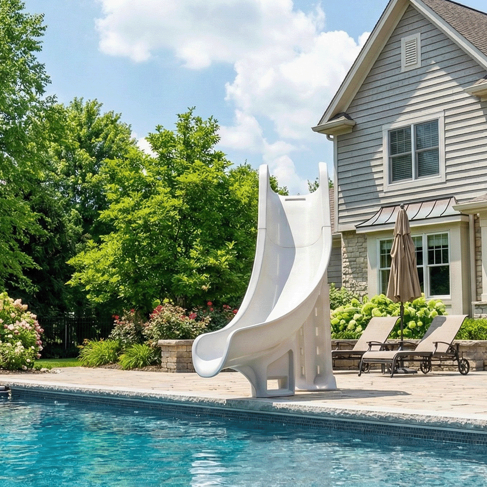 Bad Axe X7 Right Hand Turn Inground Pool Slide (Silver Quartz) [CLONE]