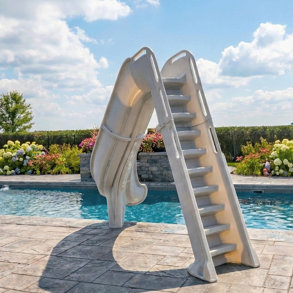 Bad Axe X7 Right Hand Turn Inground Pool Slide (Silver Quartz) [CLONE]