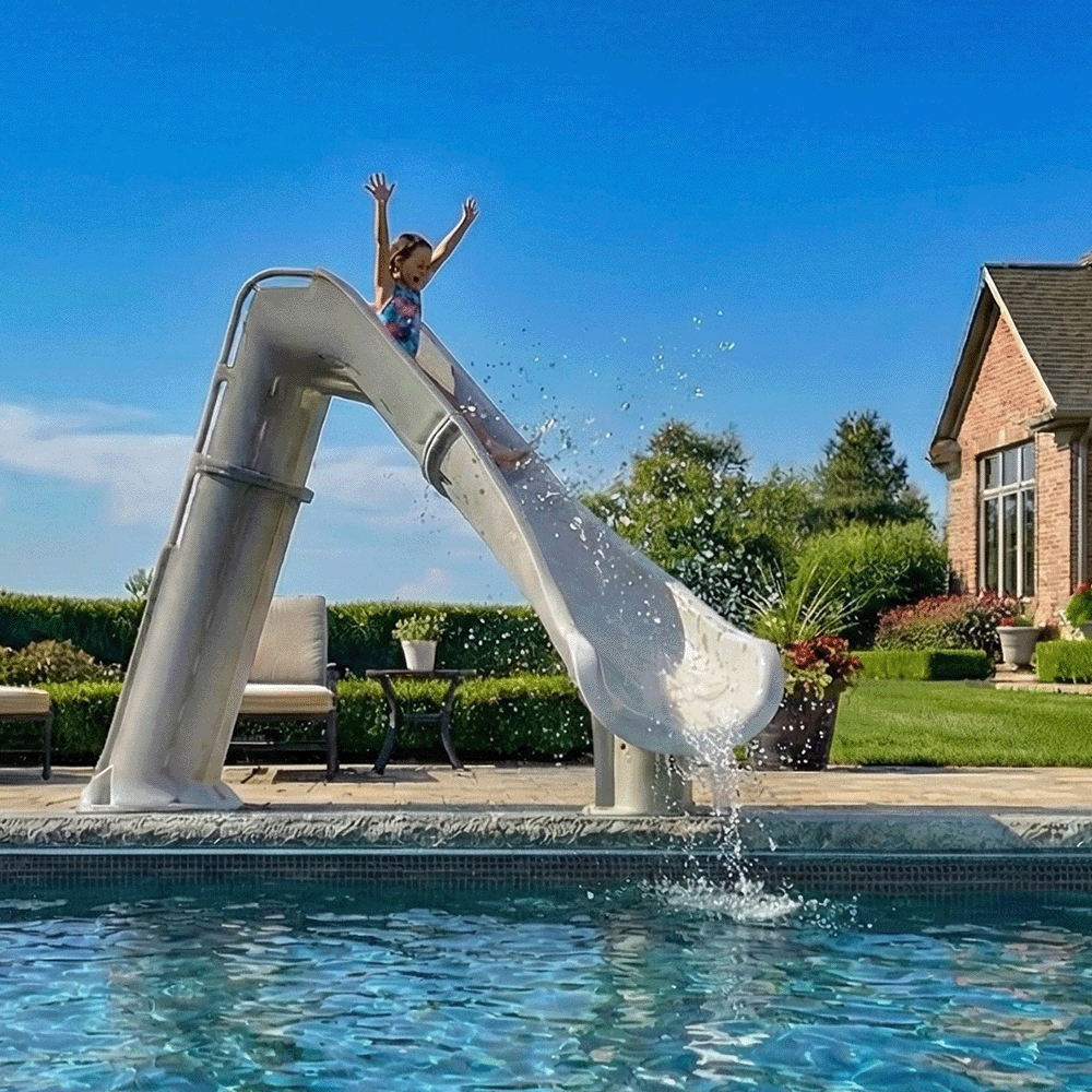 Bad Axe X7 Right Hand Turn Inground Pool Slide (Silver Quartz) [CLONE]