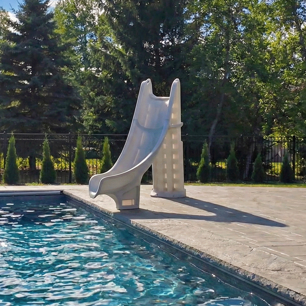 Bad Axe X7 Right Hand Turn Inground Pool Slide (Silver Quartz) [CLONE]