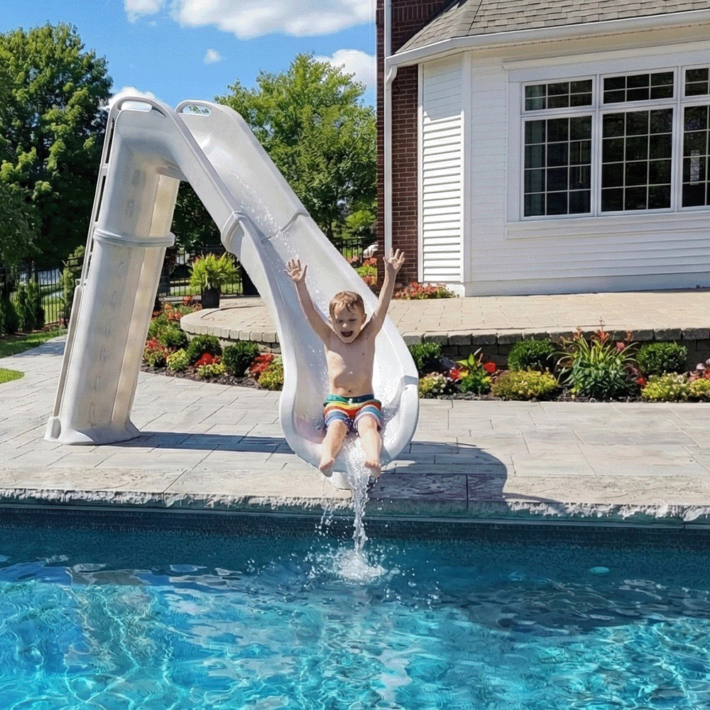 Bad Axe X7 Right Hand Turn Inground Pool Slide (Silver Quartz)