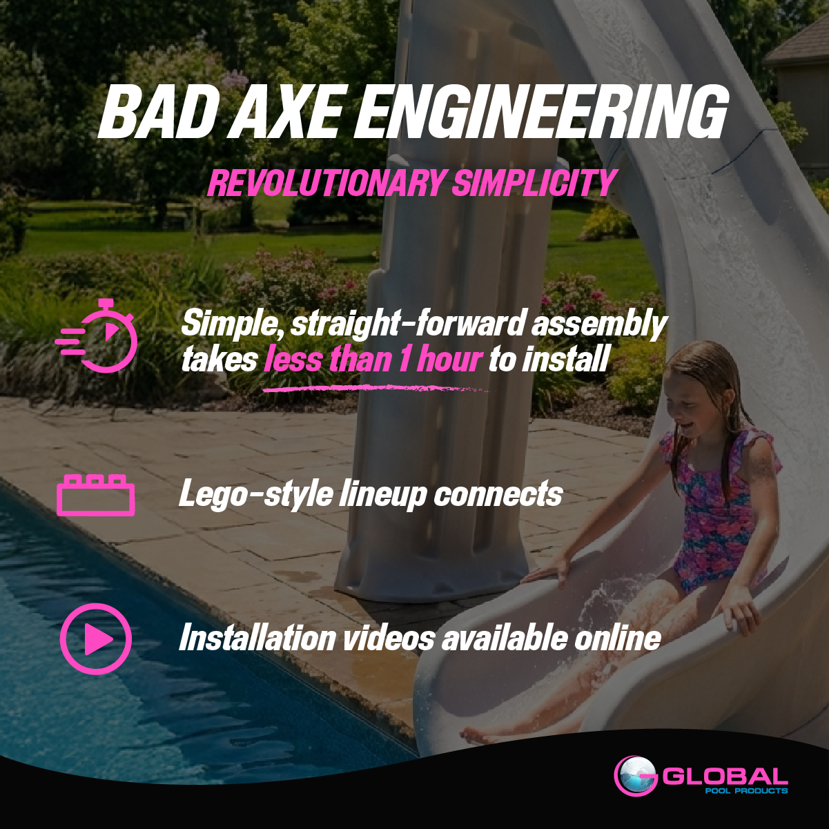 Bad Axe X7 Right Hand Turn Inground Pool Slide (Silver Quartz) [CLONE] [CLONE]