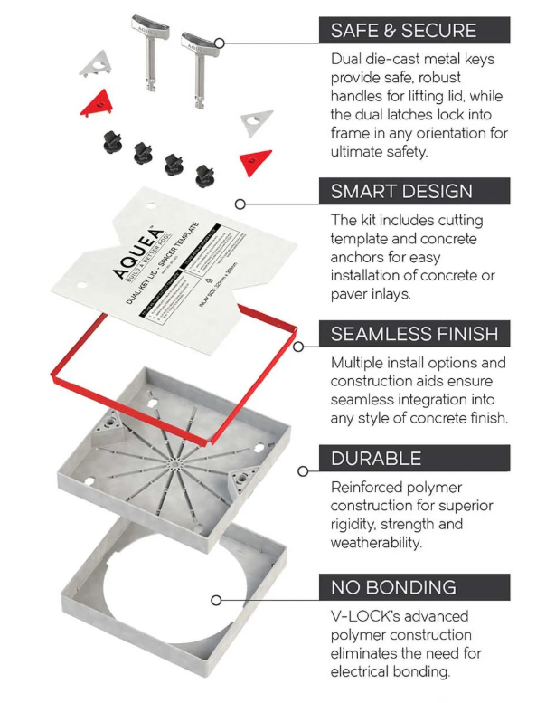 Aquea V Lock Concealed Skimmer Lid Kit