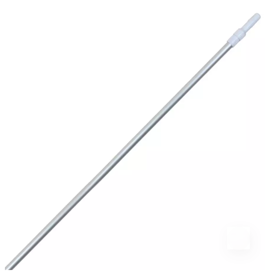 8 Foot Fixed Smooth Silver Vacuum Pole (With Black/White End Caps)